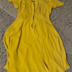 Vibrant Yellow Button-Up Dress